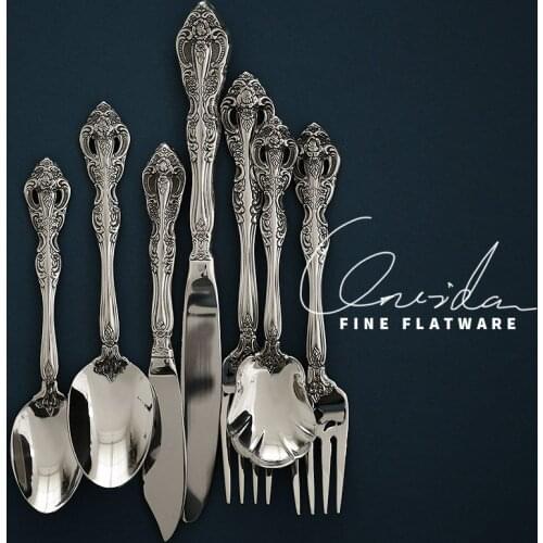 Europe Retro Cutlery Set Luxury Creativity 18-10 Stainless Steel Knife and Fork Set Juegos De Vajilla Home Decoration Ec50cj