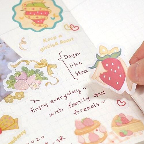 3 Sheets Sweet Strawberry Garden Decorative Stickers Notebook Diary Sticker