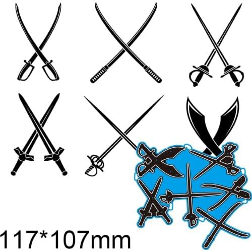 New Metal Cutting Dies Scrapbooking Fencing Sabre DIY Album Paper Craft Embossing Stencil Decoration 117*107mm