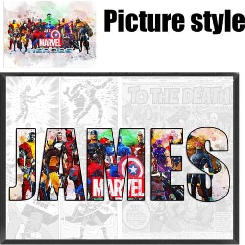Personalized AVENGERS NAME Word Art Print MARVEL Customized Poster Superhero Canvas Painting Wall Art Children Gifts Home Decor