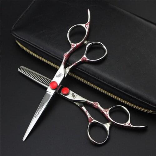 Freelander 6 inch Hairdressers Accessories for Hairdressers Plum Handle Professional Flat Sharp Cutting Barber hot Shear Ret