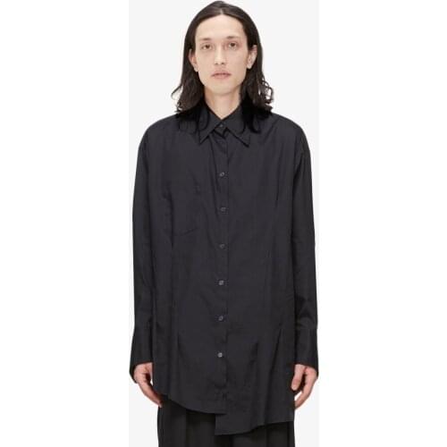 Loose Irregular big shirt male Japanese deconstructed silhouette plain niche designer long shirt