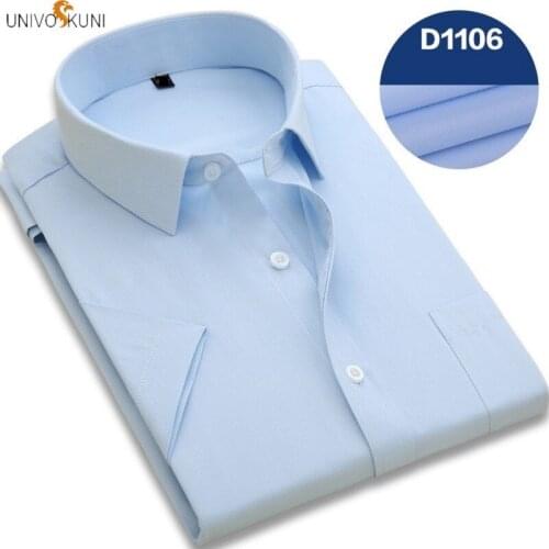 UNIVOS KUNI 2019 New Summer Style Men Short Sleeve Shirts Fashion Turn-down Collar Slim Fit Breathable Men Casual Shirt Q5152