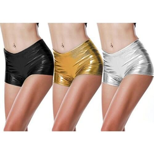 2021 PU Leather Shorts Women Sexy Women Short Pants Slim Casual Elastic Waist Shorts Hot Pants Gold Black Silver Color