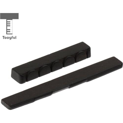 Tooyful Durable 6 String Ebony Slotted Nut Saddle for Classical Guitar Replacement Parts Black