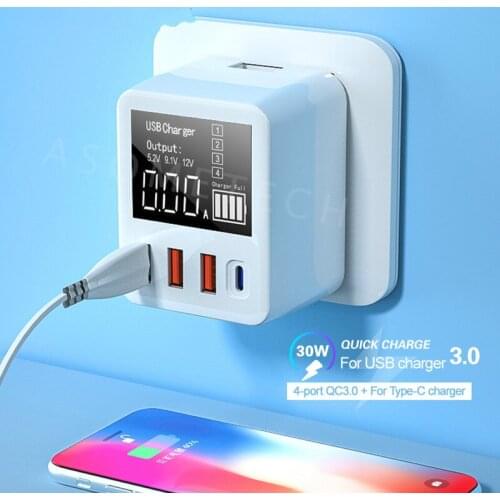 30W EU/AU/UK/US USB Quick Charge Wall Travel Mobile Phone Adapter Charger For iPhone Xiaomi Huawei Samsung