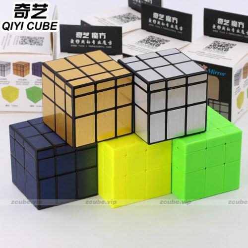 Magic cube puzzle QiYi 3x3x3 cube cast coated Mirror blocks yellow green mirror cube puzzles educational toys game cube for kid