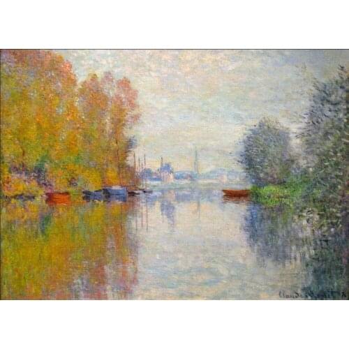 High quality Oil painting Canvas Reproductions Autumn on the Seine at Argenteuil (1873)By Claude Monet hand painted