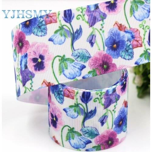 YJHSMY G-18716-636,10 yards 38 mm flower Ribbons Thermal transfer Printed grosgrain Wedding Accessories DIY handmade material