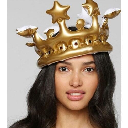 Kids Adults Funny Cute Inflatable Crown Photo Booth Selfie Prop DIY Photography Booth Accessories Toy for Birthday Wedding Party