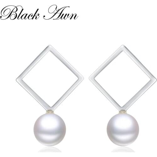 Black Awn 925 Sterling Silver Pearl Stud Earring for Women Fine Party Jewelry Silver 925 Pearl Earrings Stud Ear