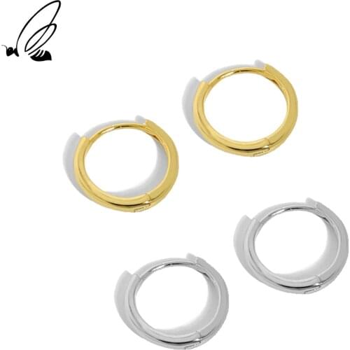 SSTEEL 925 Sterling Silver Hoops Earrings Minimalist Geometric Design Circle 5-12mm Gift For Women Gold Earing Fine Jewellery