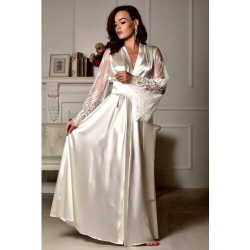 Silk Satin Long Robe Kimono Bridal Bridesmaid Sexy Dressing Gown Sleepwear Bathrobe