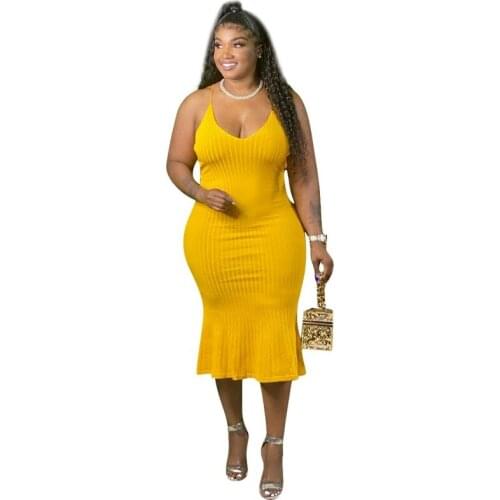 2021 Womens Dress Fashion Sexy Party V-Neck Sling Sleeveless Fishtail Dress Multicolor Sling Sleeveless Fishtail Dress New