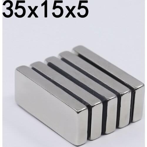 1/2/5/10Pcs 35x15x5 Neodymium Magnet 35mm x 15mm x5mm N35 NdFeB Block Super Powerful Strong Permanent Magnetic imanes