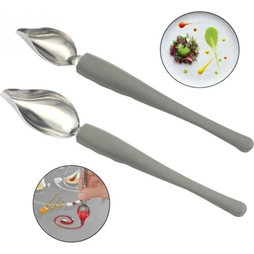 1/2Pc Chef Pencil Sauce Painting Spoon Stainless Steel Cuisine Restaurant Western Food Baking Dessert Decoration Art Draw Spoons