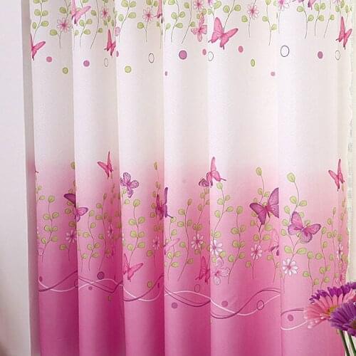 1PC 1MX2M Design Floral Printed Curtains Butterflies Leaves Landscape Cloth For Bedroom