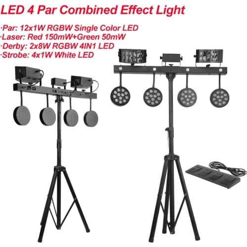 2Pcs/Lot 126W 4IN1 Effect LED Par kit With Laser Strobe Derby Multi-function Light DJ Wash Light Stage KTV Disco Party DMX512