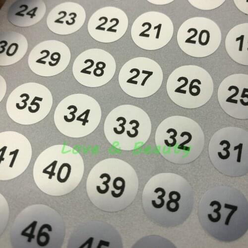 50 sets Round 10mm Black on Clear Consecutive, Sequential Numbering Labels 1 to 100