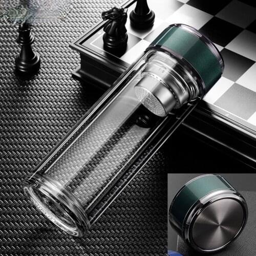 300ml New Double-layer Glass High Borosilicate Explosion-proof Water Cup Portable Gift Tea Cup Tea Water Separation Cup
