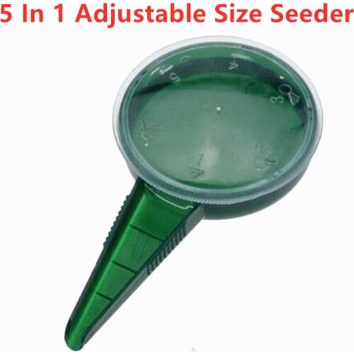 5 In 1 Adjustable Size Seeder Dia Dispenser Sower Seeder Plastic Disseminator Farm Garden Plant Supplies Tools Dark Green