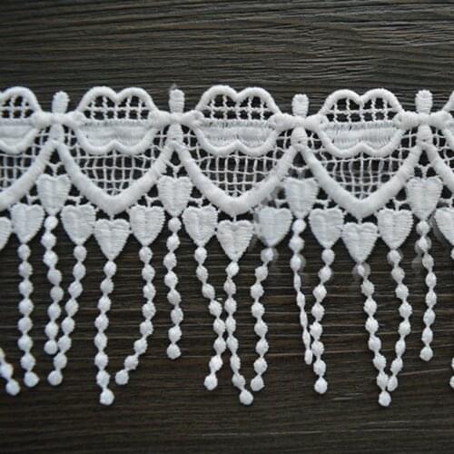 5Yards/Lot White Black Quality Tassel Lace 8.5cm Fringe Lace Accessories Milk Silk Water Soluble Dangling Embroidery lace trim