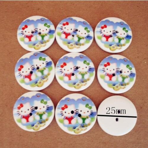 50pcs New 25mm KT Design 2 Holes Wooden Buttons Sewing Buttons Craft Scrapbooking Clothing Accessories K-17