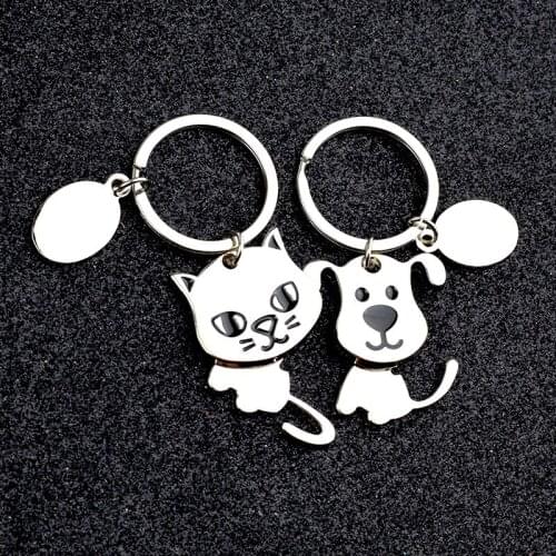 Cute dog and kitten mobile pet store Coffee advertisement small gift pendant metal key chain