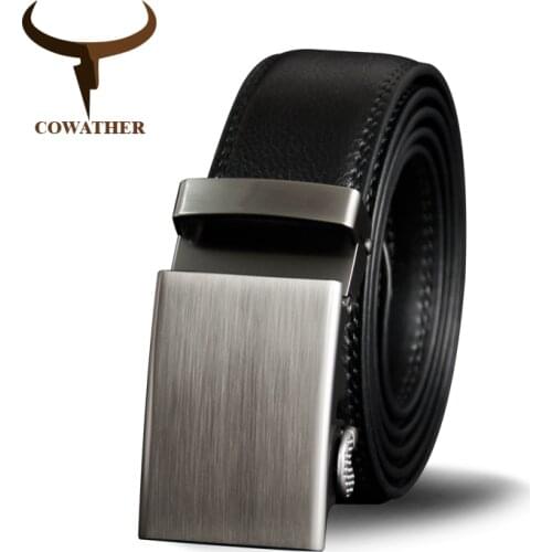COWATHER Belt Men Cow Genuine Leather Belts for Men Cowhide Male Strap Metal Automatic Buckle High Quality Newest Male Waistband