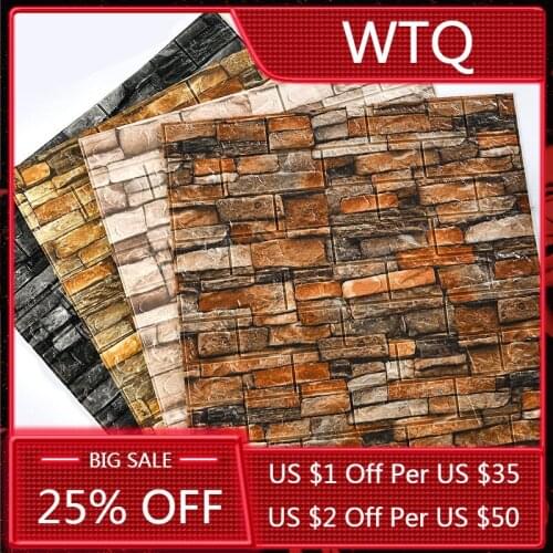 77*70cm Home Wall Decor Retro 3D Brick Wall Stickers Restaurant Living Room Wall Decor DIY Self-adhesive Waterproof Wallpaper
