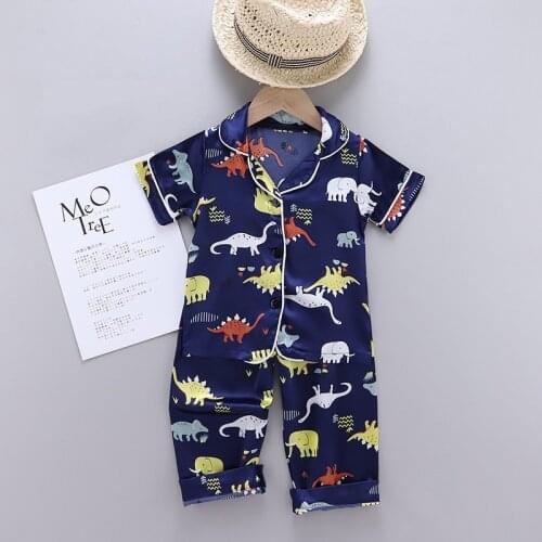 Kids Pyjamas Dinosaur Print Toddler Baby Boy Girls Pajamas Sleepwear Button T Shirt Shorts Set Outfits Toddler Pajamas Set