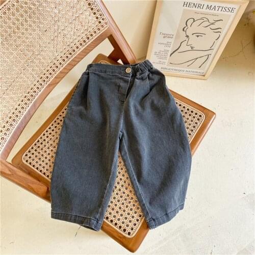 2021 Korea style girls boys denim pants autumn fashion kids long jeans pants 2-7 years