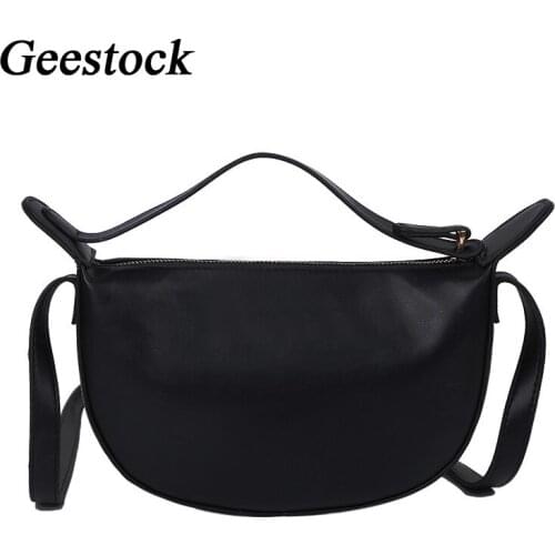 Geestock Holographic Bag Woman Shoulder Crossbody PU Leather for Simple Half Moon Handbag Travel Summer All-match Bucket Bag