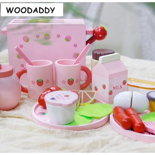 Dropshipping Strawberry Simulation Toaster Wooden Toys For Kids Bread Machine Children Birthday Gift Educational Baby Toys Play