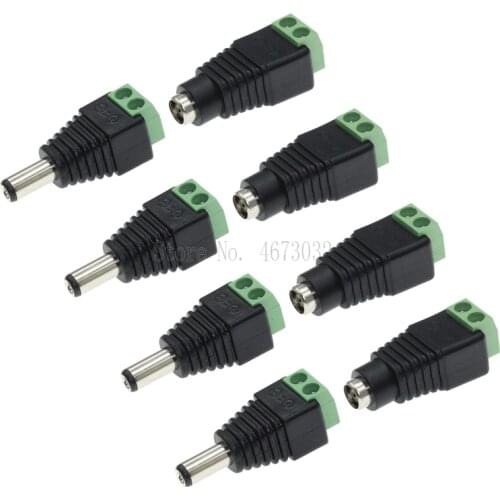 10Pcs Female,Male DC Connector 5.5*2.1mm Power Jack Adapter Plug Cable For 3528/5050/5730 Led Strip Light 5.5X2.5MM