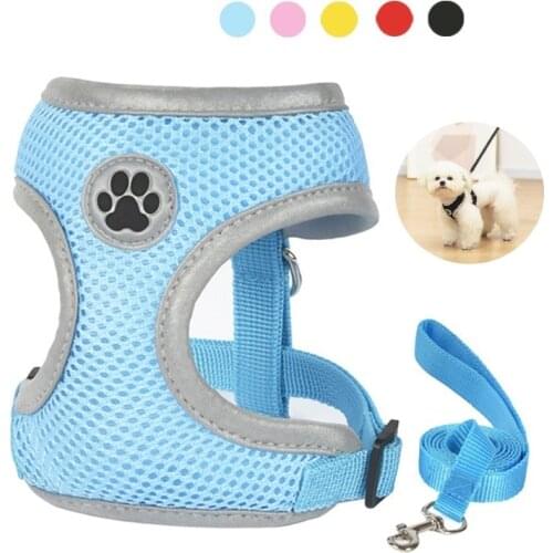 Dog Harness and Leash Set Adjustable Reflective Cat Harness Vest For Dogs Cats Breathable Pet Walking Lead Leash Dogs Supplies