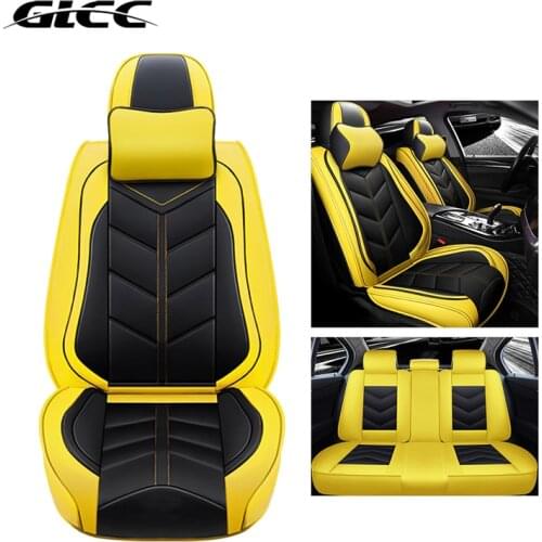 GLCC Leather Car Seat Covers Cushion Auto Luxury Front Rear Seat Protector Cover With Pillow For Toyota Honda KIA 5-Seat Car