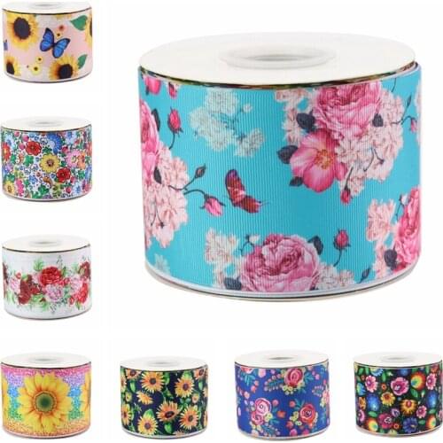 HSD Ribbon free shipping 3" 75mm heat transfer printed Denim fabric series Grosgrain Ribbon 50Yards per Roll