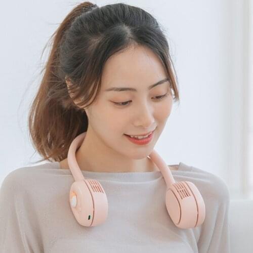 LX9B Mini Neck Hanging Fan Portable and Handsfree Battery Operated 8+Working hours USB Rechargeable Cooling Fan