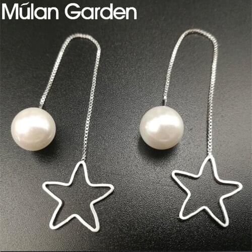 M&G Pearl Thread Through Ear Lines for Women Stars Pendant Fashion Female Jewelry Cute Statement Simple Accessories Wholesale