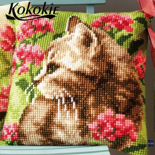 Handmade cross stitch set sales 3d Embroidery knitting needles kit for pillowcase handicraft embroidery yarn Needlework Sets