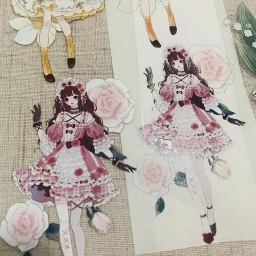 Fairy Lovely Flower Girl Washi Masking Tapes Bullet Journal DIY Scrapbooking Decrorative Stickers
