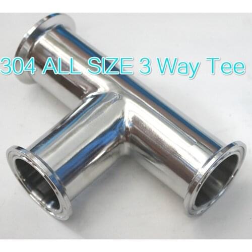 Stainless Steel SS304 Sanitary 3 Way Tee Ferrule Tri Clamp SS304 Weld Ferrule OD19-89MM