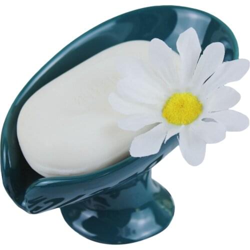 Newest Arrival Ceramic Soap Box with Leaf Shape Water Guide Hole Dish Holder Bathroom Decoration