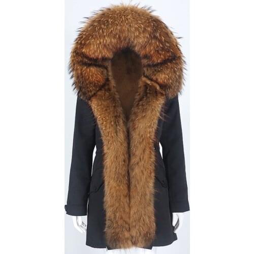 OFTBUY 2021 Waterproof Parka Real Fur Coat Winter Jacket Women Natural Raccoon Fur Collar Hooded Thick Warm Detachable Outerwear