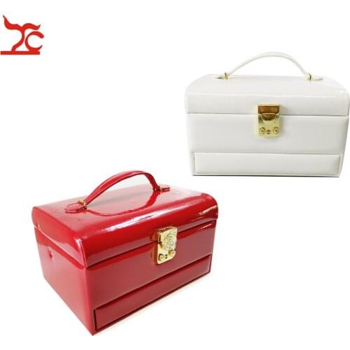 New Luxury PU Jewelry Packaging Display Lock Box 3 Drawer Ring Earring Necklace Jewelry Organizer Storage Carrying Case 3 Colors