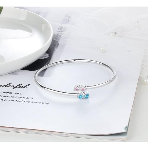 Personalized Birthstone Charm Bracelet for Women Sparking Cubic Zircon Cuff Bangle DIY Jewelry Making