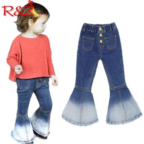 R&Z 2019 spring and autumn new girls jeans pop horn jeans fashion wild mermaid trousers