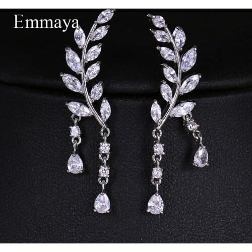 Emmaya New Style Silver Plated Branch Appearance AAA Zirconia Dainty Earring With Falling Crystal For Women In Fashion Party