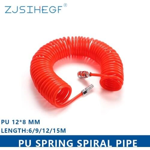 ZJSIHEGF Factory 3M/6M/9M/12M/15M Hose For Compressor Air Tool 12mm *8mm Polyurethane PU Tube Gas Spring Pneumatic Pipe Tele